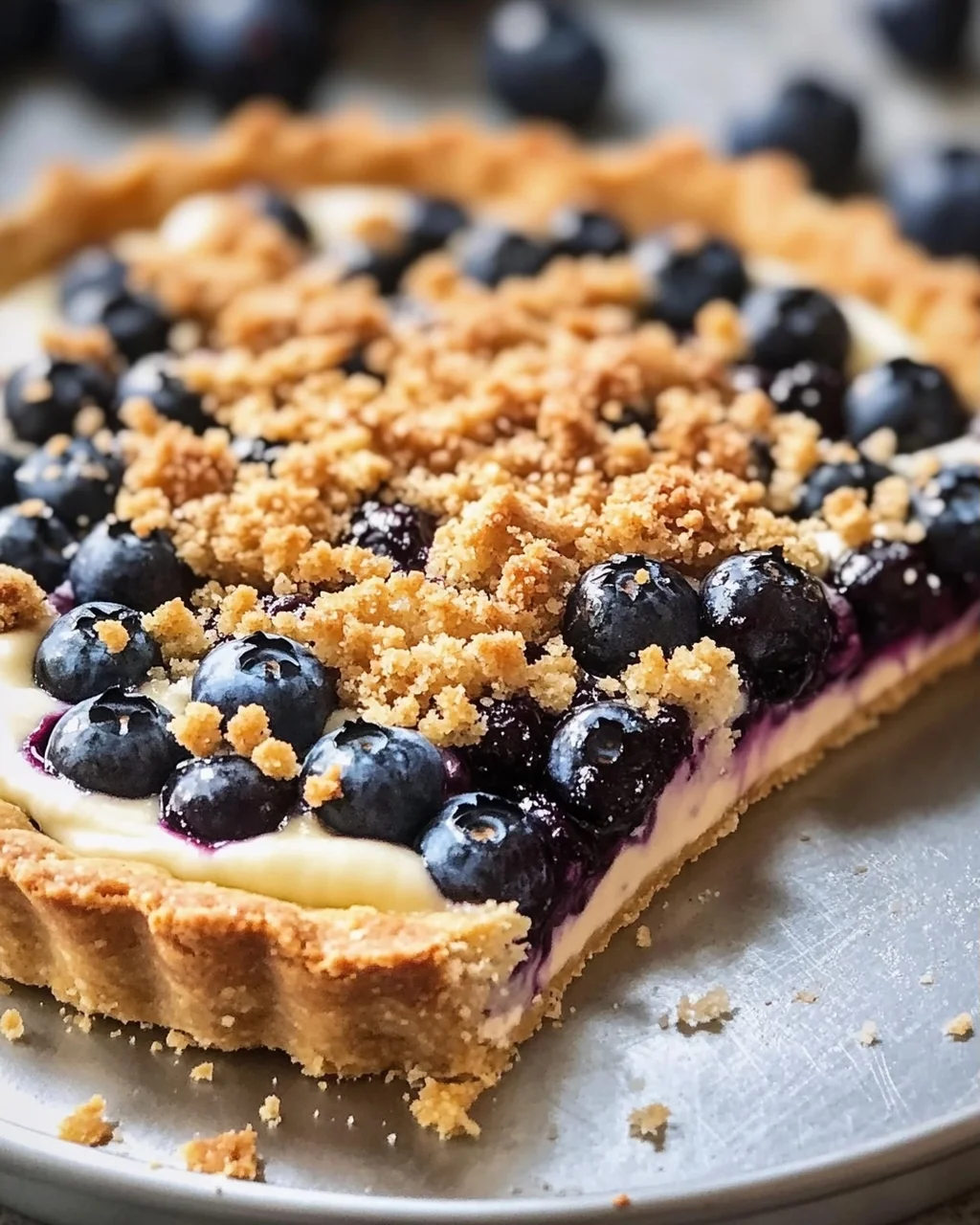 Blaubeer-Tarte mit Vanille-Schmand und Streuseln