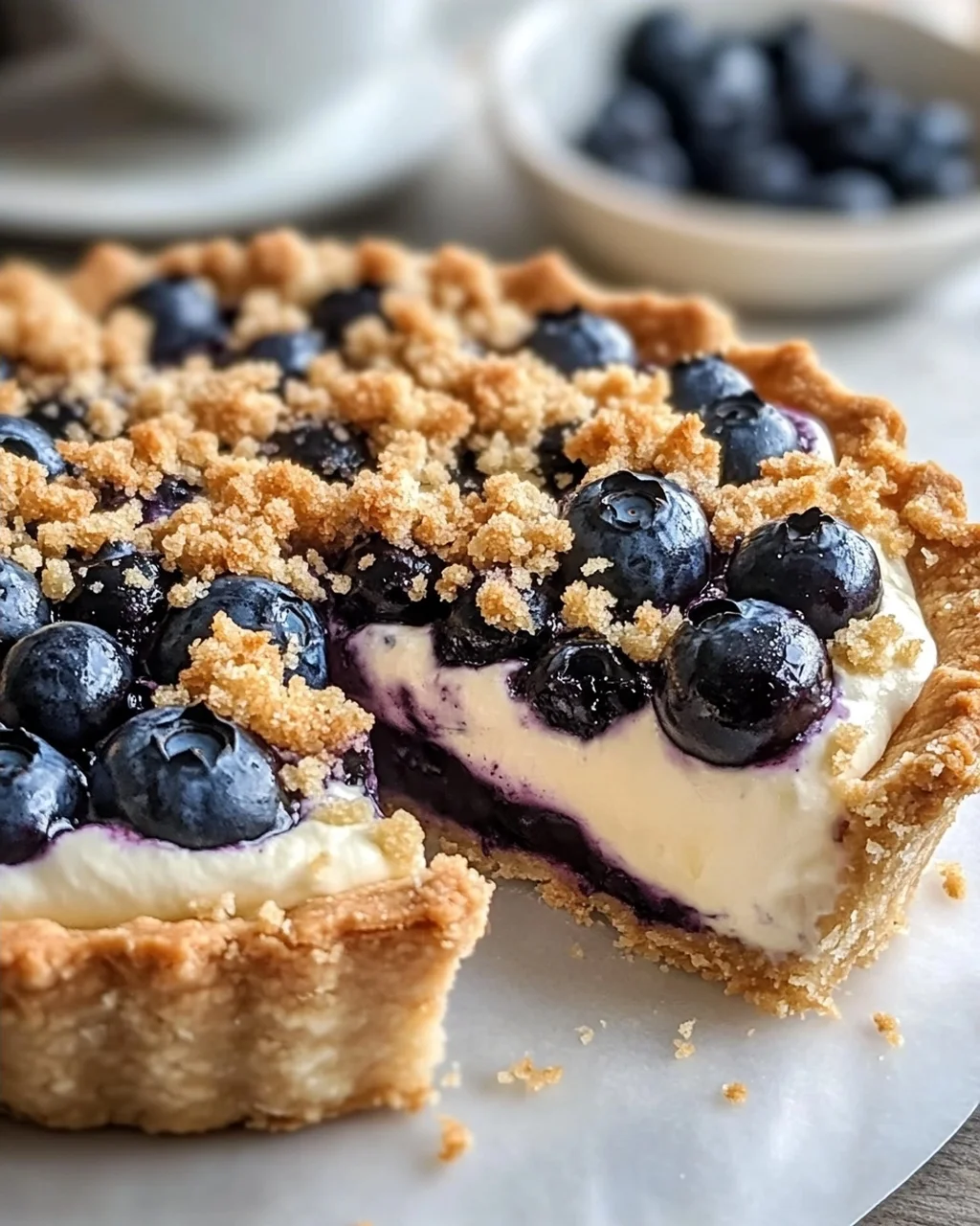 Blaubeer-Tarte mit Vanille-Schmand und Streuseln