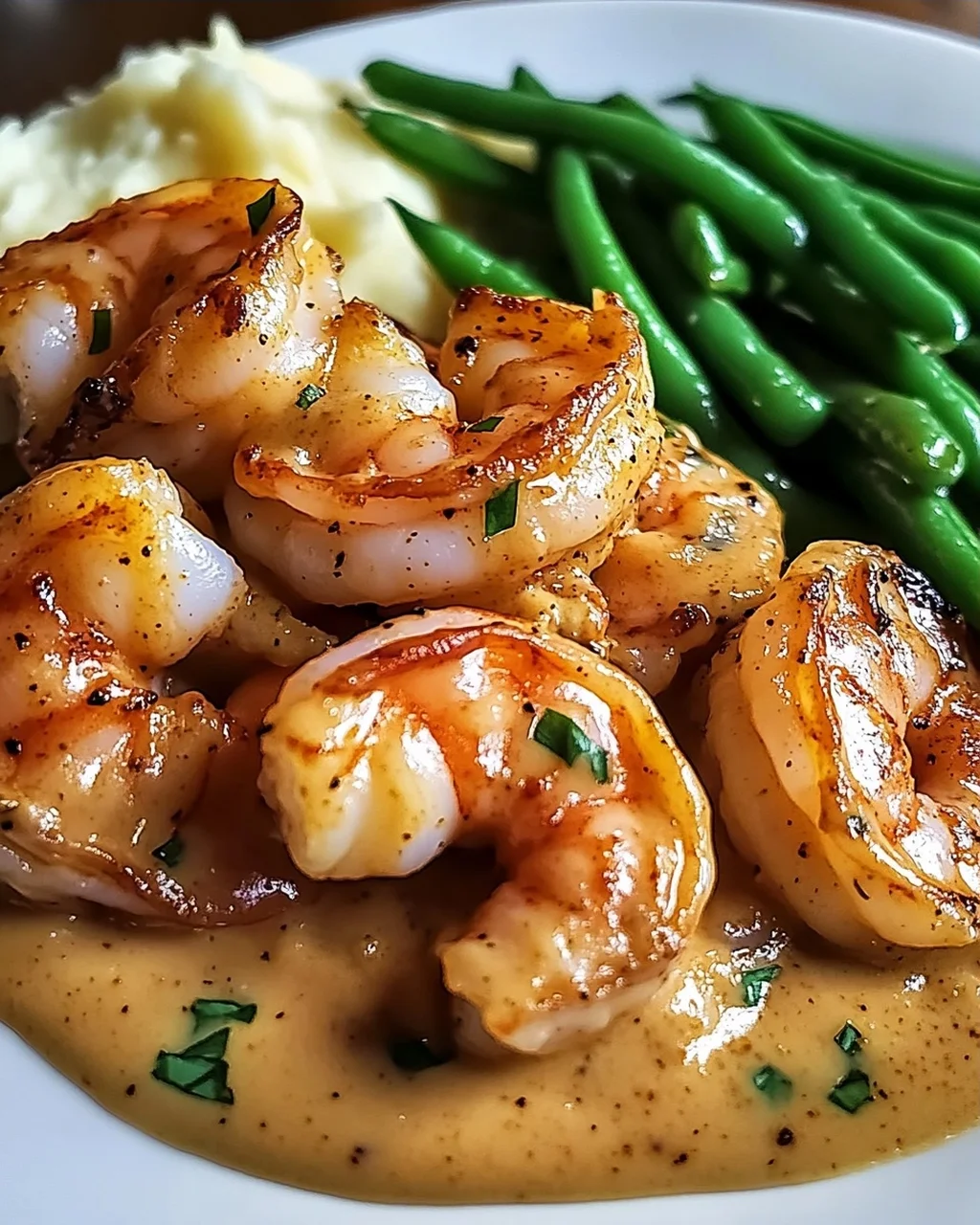 Cajun Garnelen mit Knoblauchcreme und Beilagen