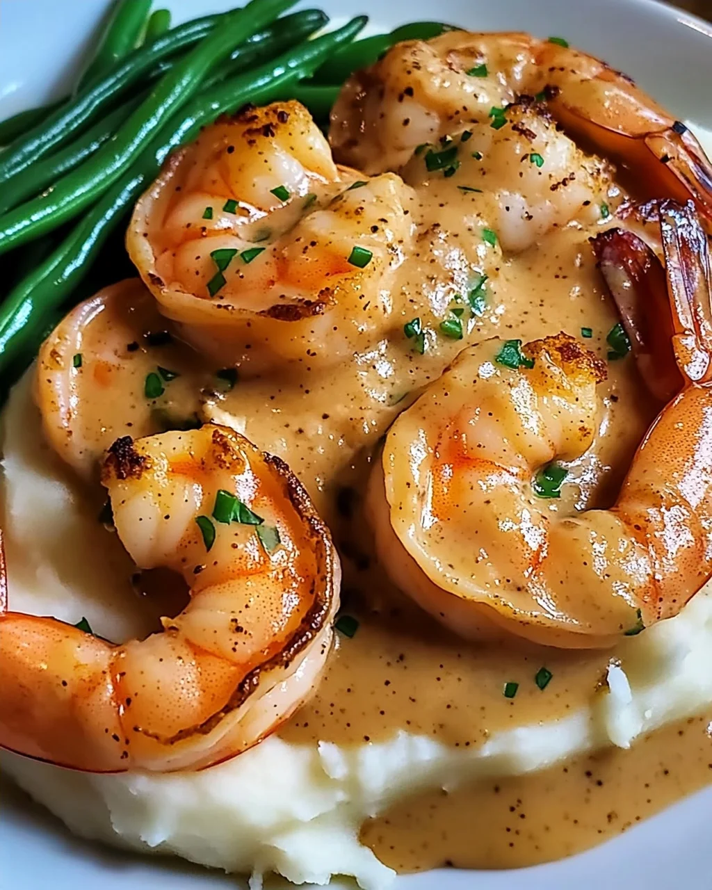 Cajun Garnelen mit Knoblauchcreme und Beilagen