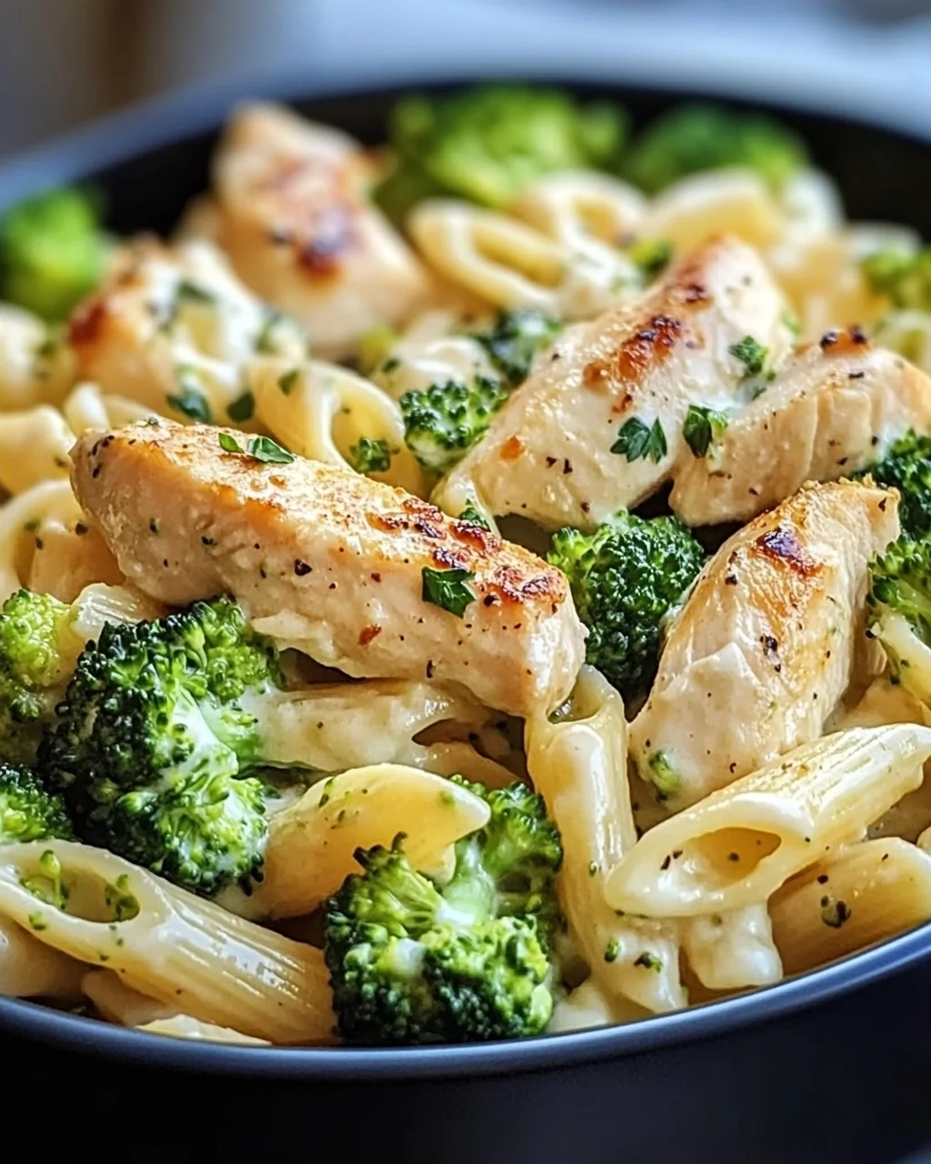 Cremige Hähnchen Brokkoli Pasta