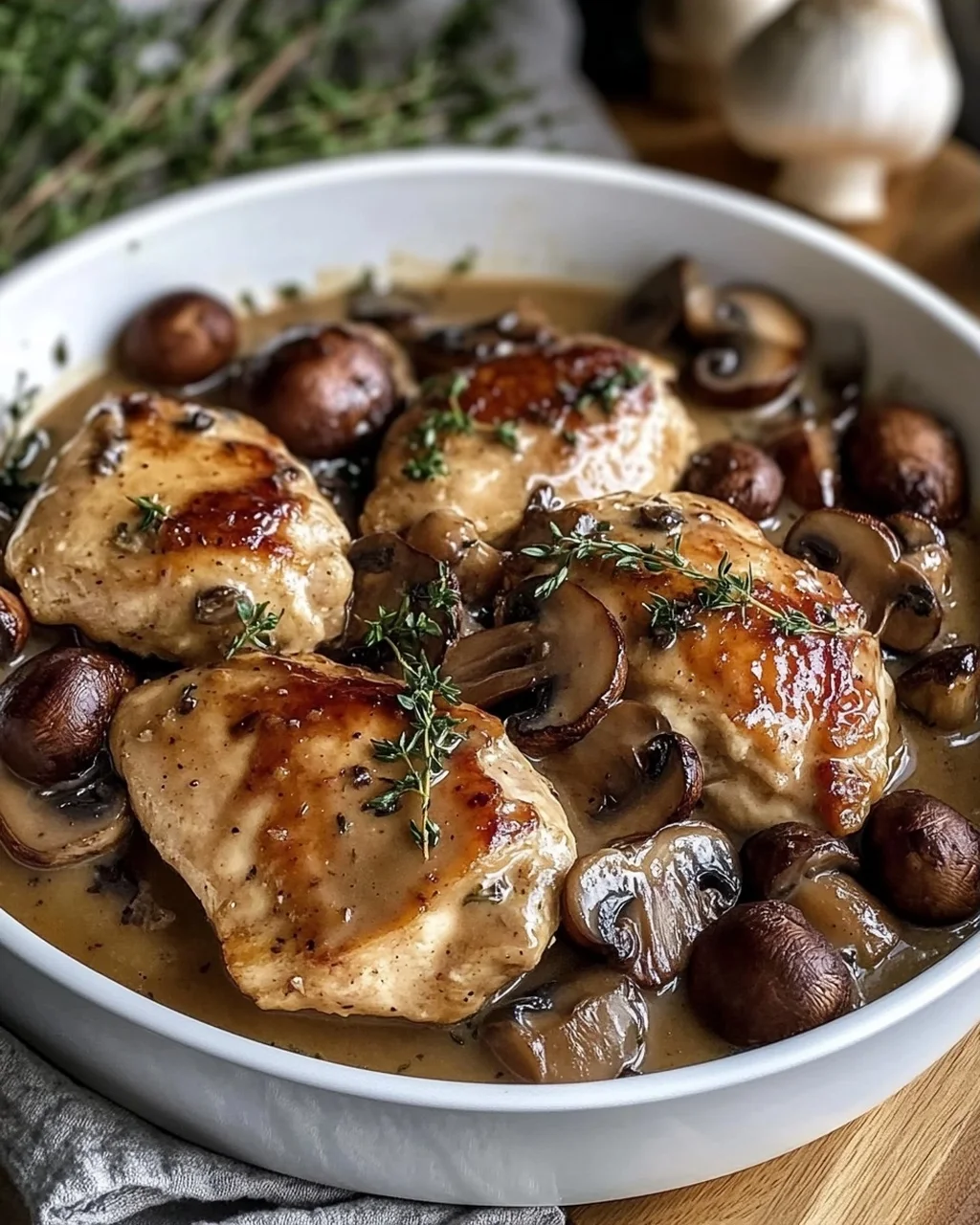 Cremiges Marsala-Hähnchen mit Balsamico Pilzen