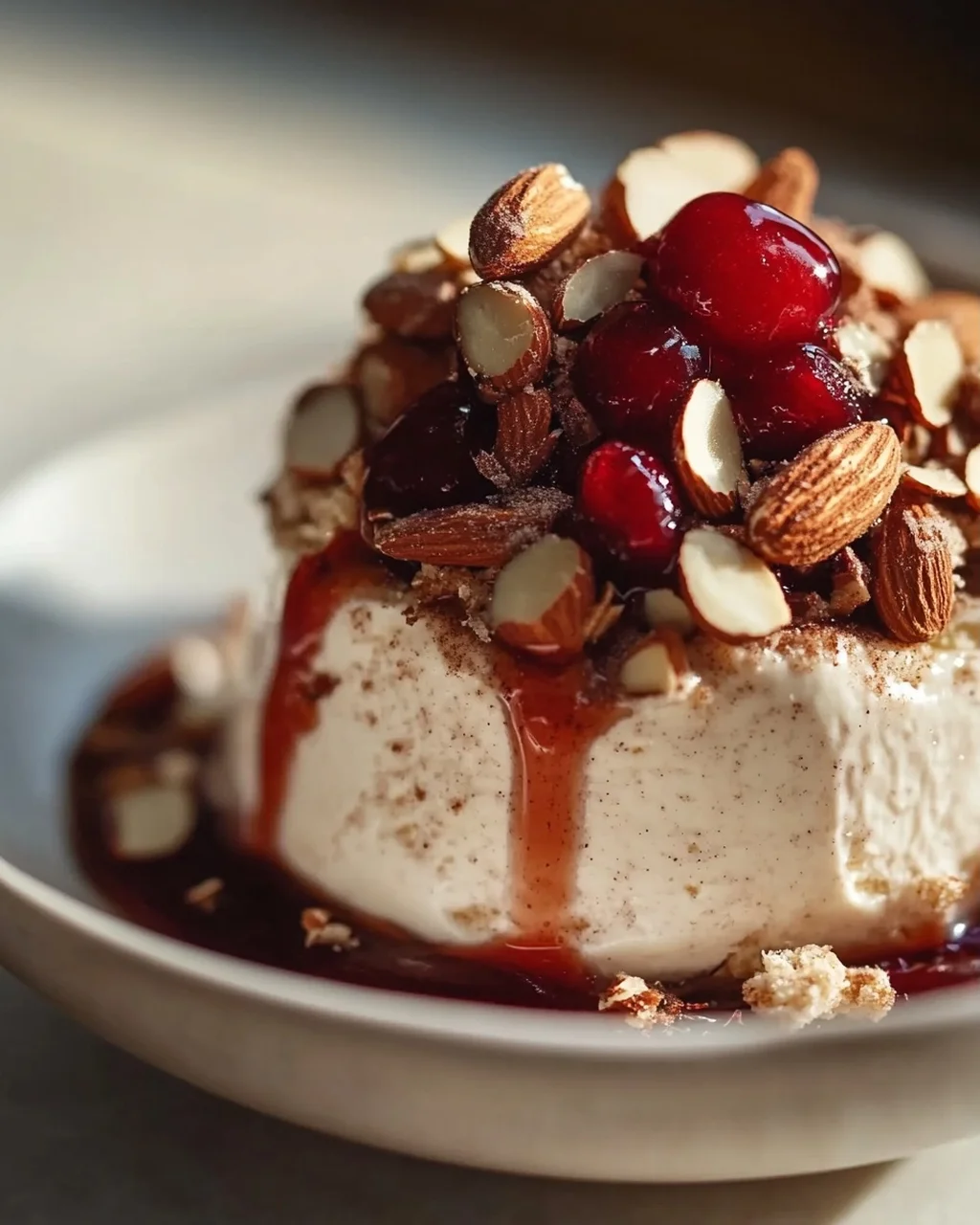 Cremiges Zimtparfait mit gebrannten Mandeln genießen!