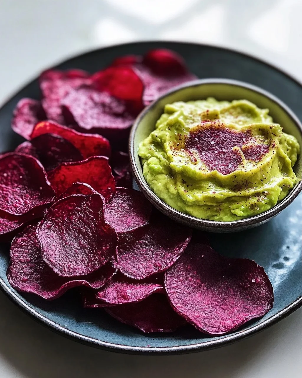 Crispy Rote Bete Chips mit Avocadocreme Dip – Gesund & Lecker!