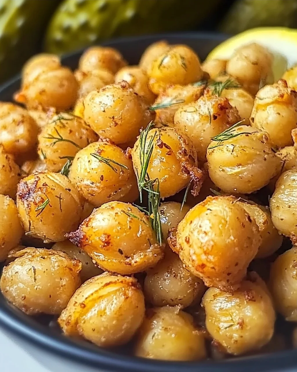 Dillgurken geröstete Kichererbsen für Knabberspaß
