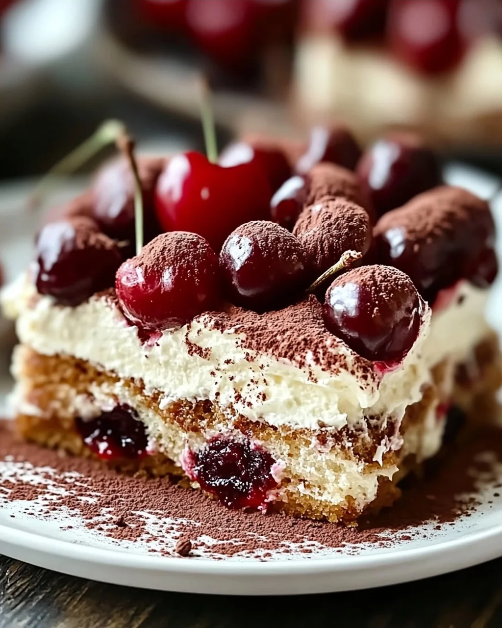 Fruchtiges Kirsch-Tiramisu mit Amaretto-Geschmack (alkoholfrei)