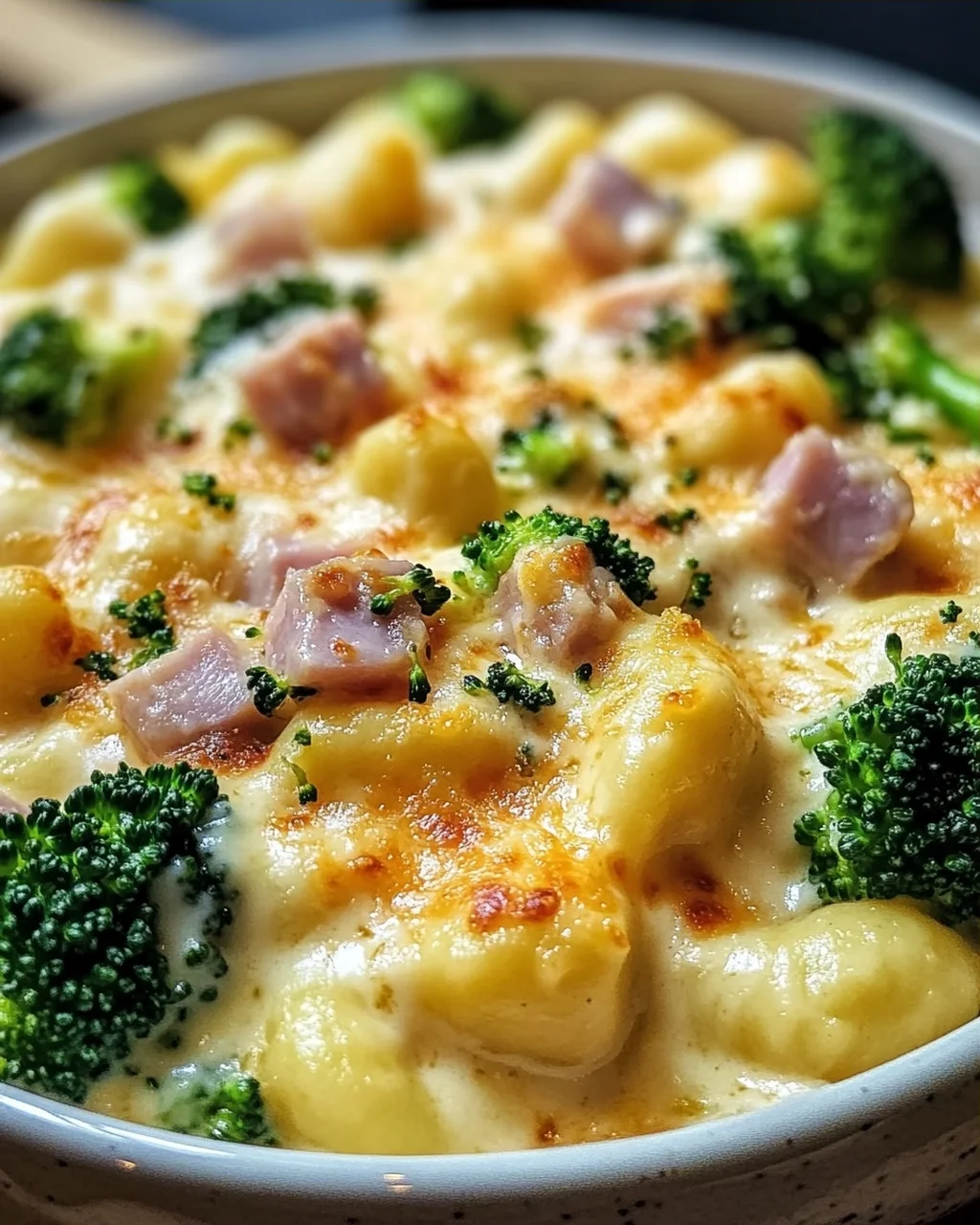 Gnocchi mit Brokkoli und Schinken in cremiger Käsesoße