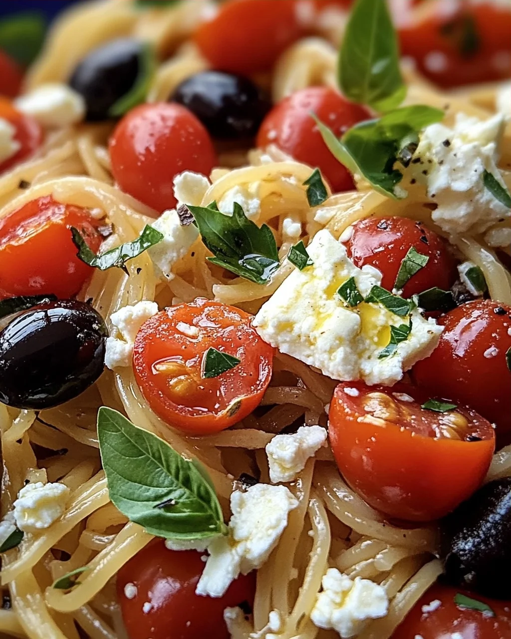 Griechische Reisnudeln mit Tomaten, Feta und Oliven