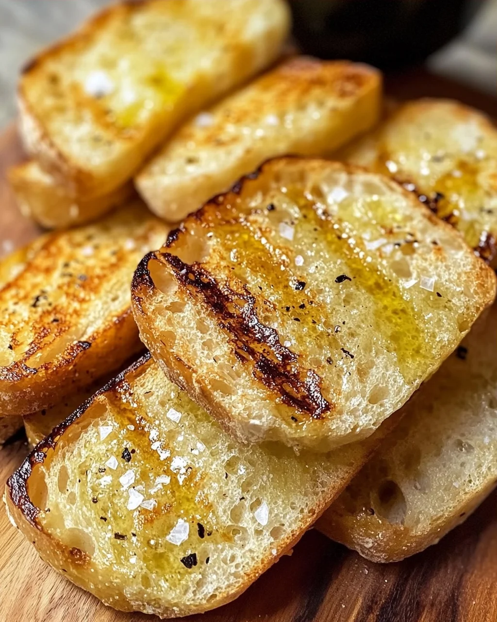 Grillbrot mit Olivenöl und Meersalz