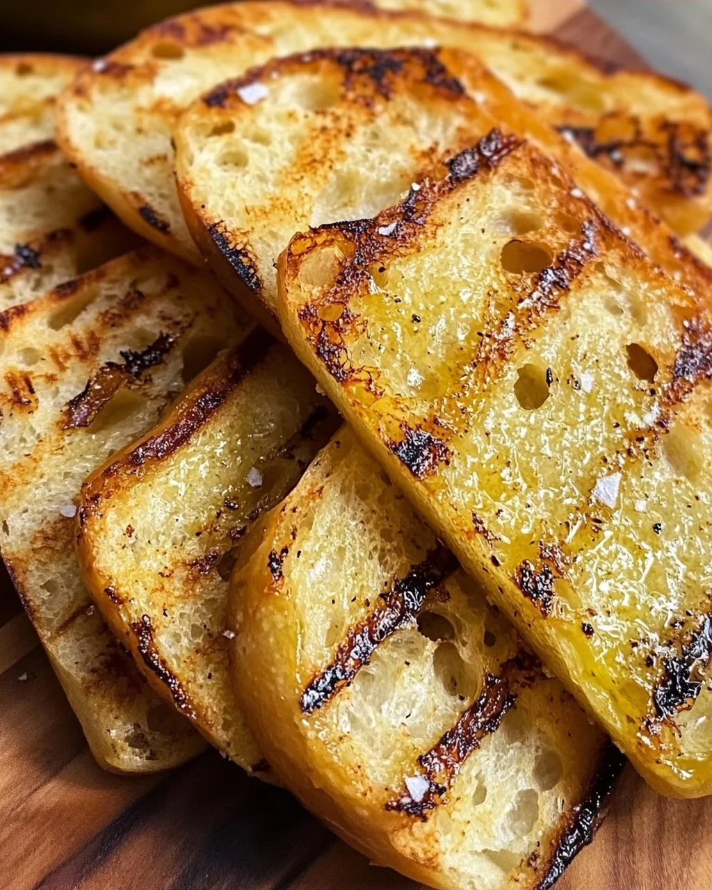 Grillbrot mit Olivenöl und Meersalz