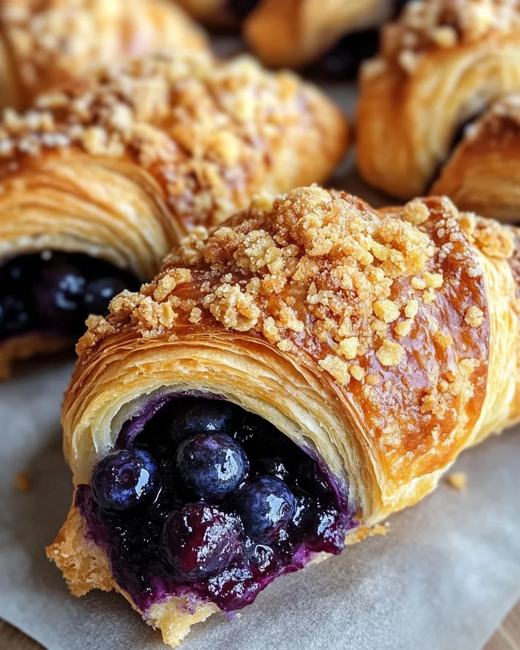 Kartoffelhörnchen mit Blaubeeren & Streuseln