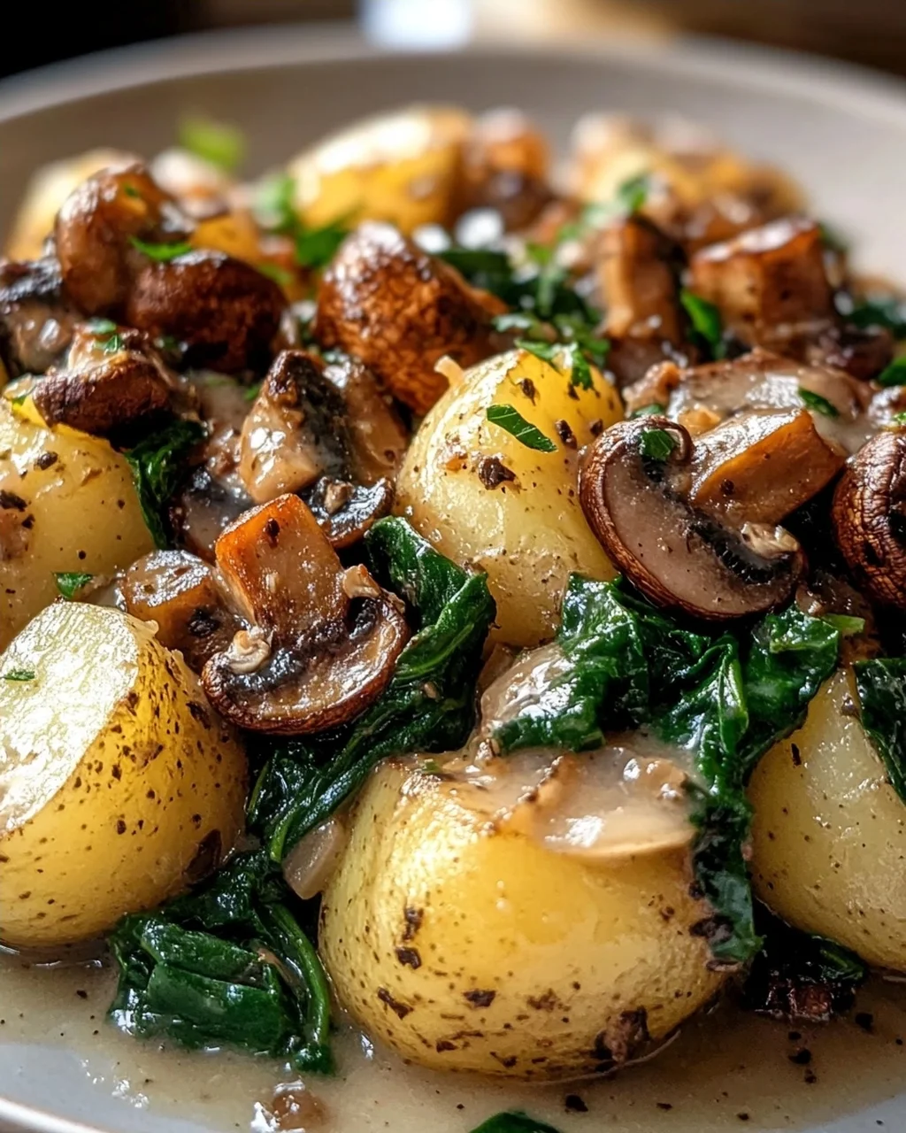Kartoffeln, Pilze & Spinat: Schnelles Rezept – einfach lecker!