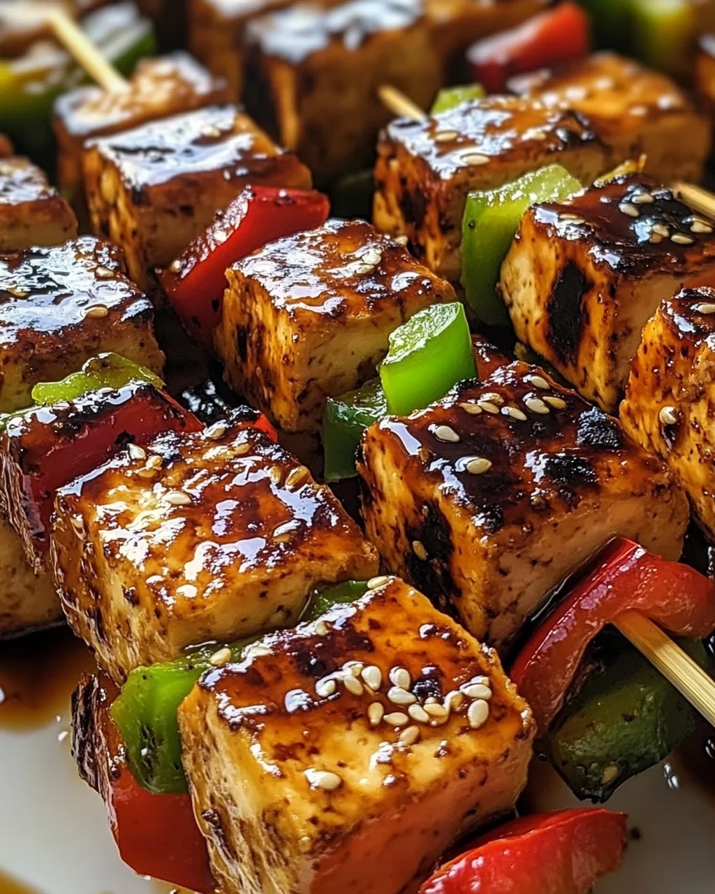 Knoblauch-Soja-Glasierte Tofu-Spieße