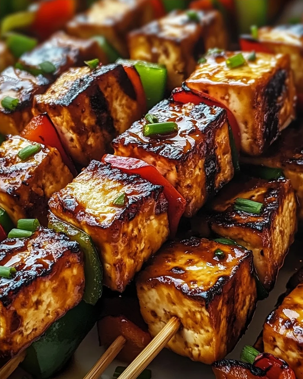 Knoblauch-Soja-Glasierte Tofu-Spieße