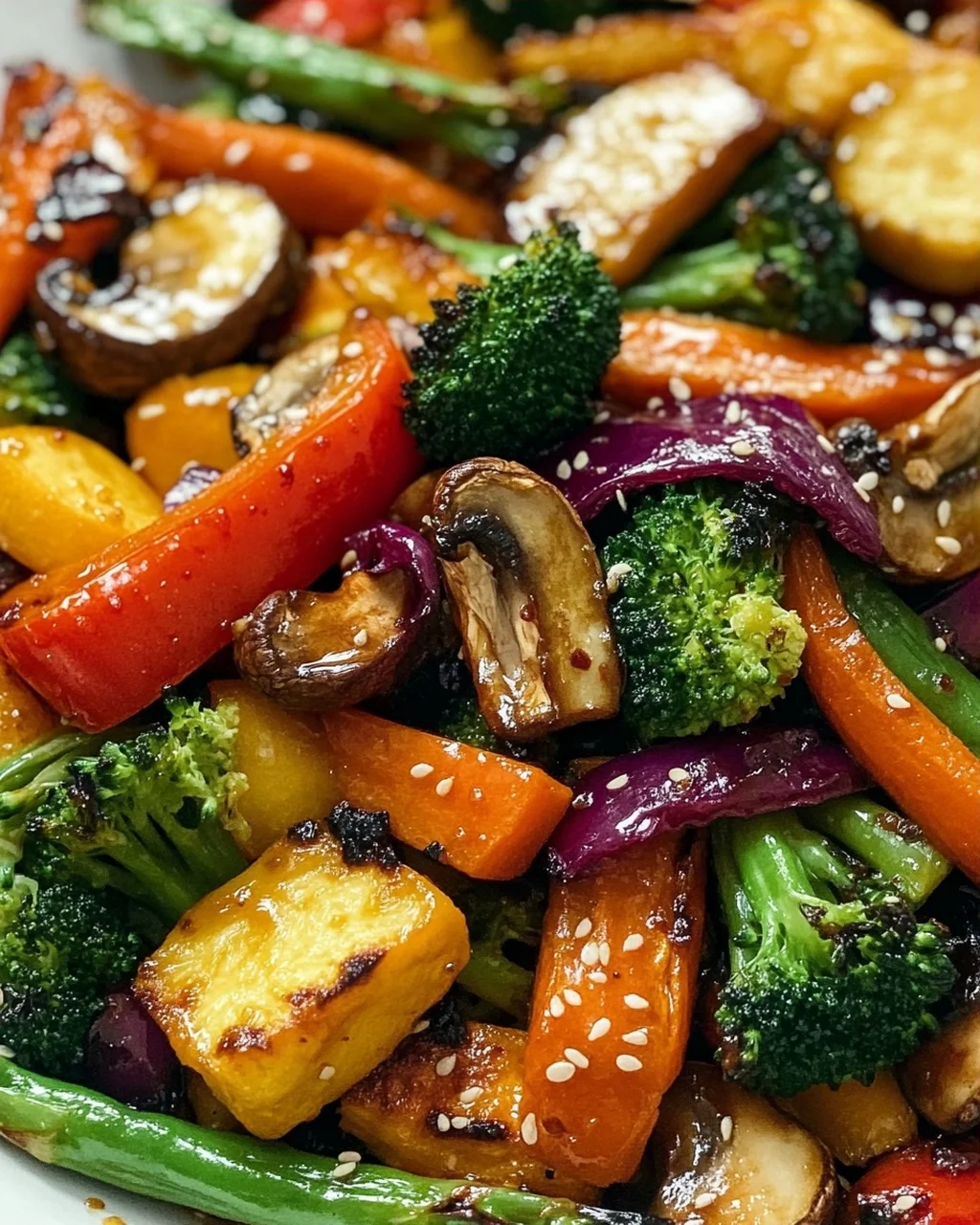 Knuspriges Asiatisches Ofengemüse mit Soja-Sesam-Dressing