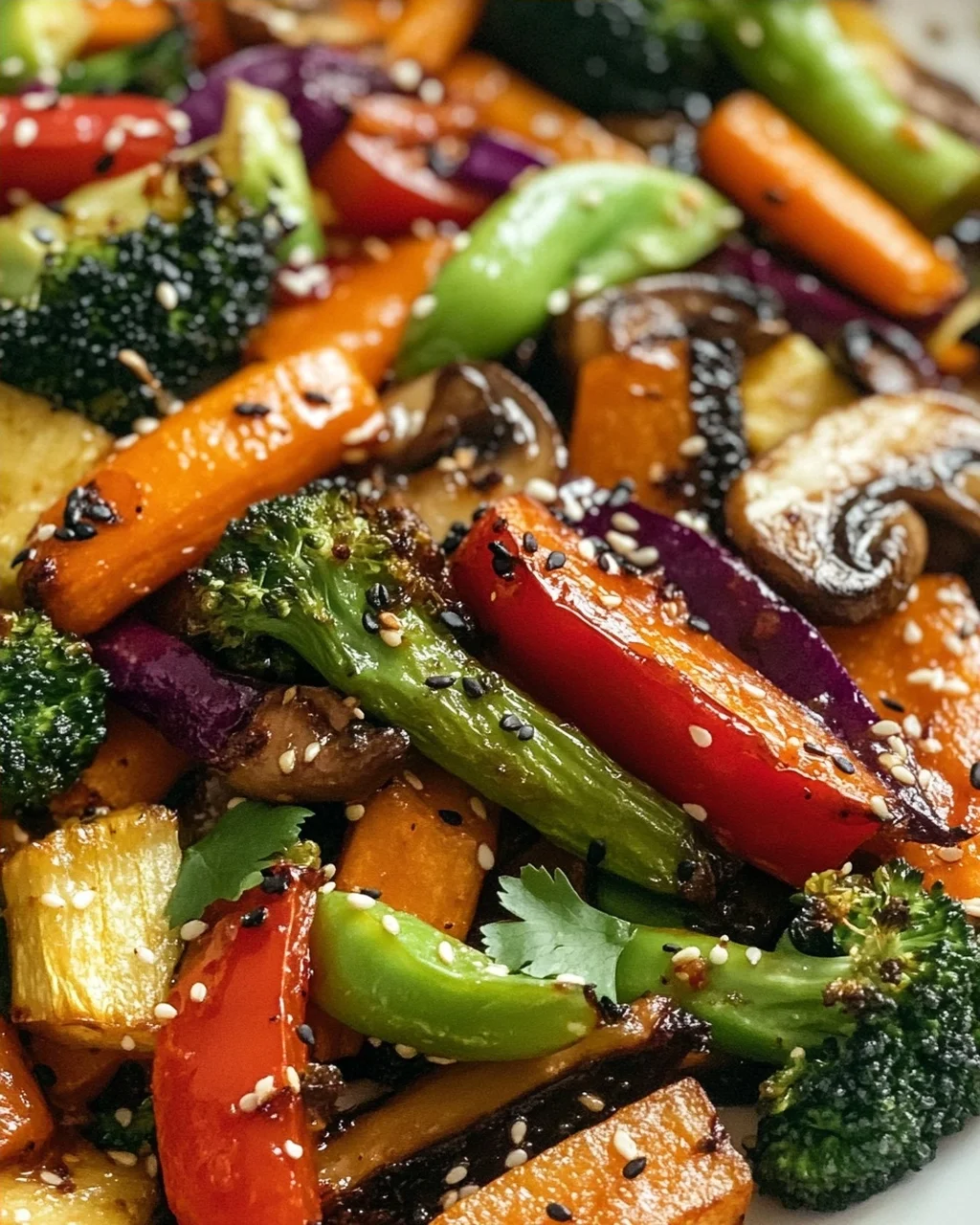 Knuspriges Asiatisches Ofengemüse mit Soja-Sesam-Dressing