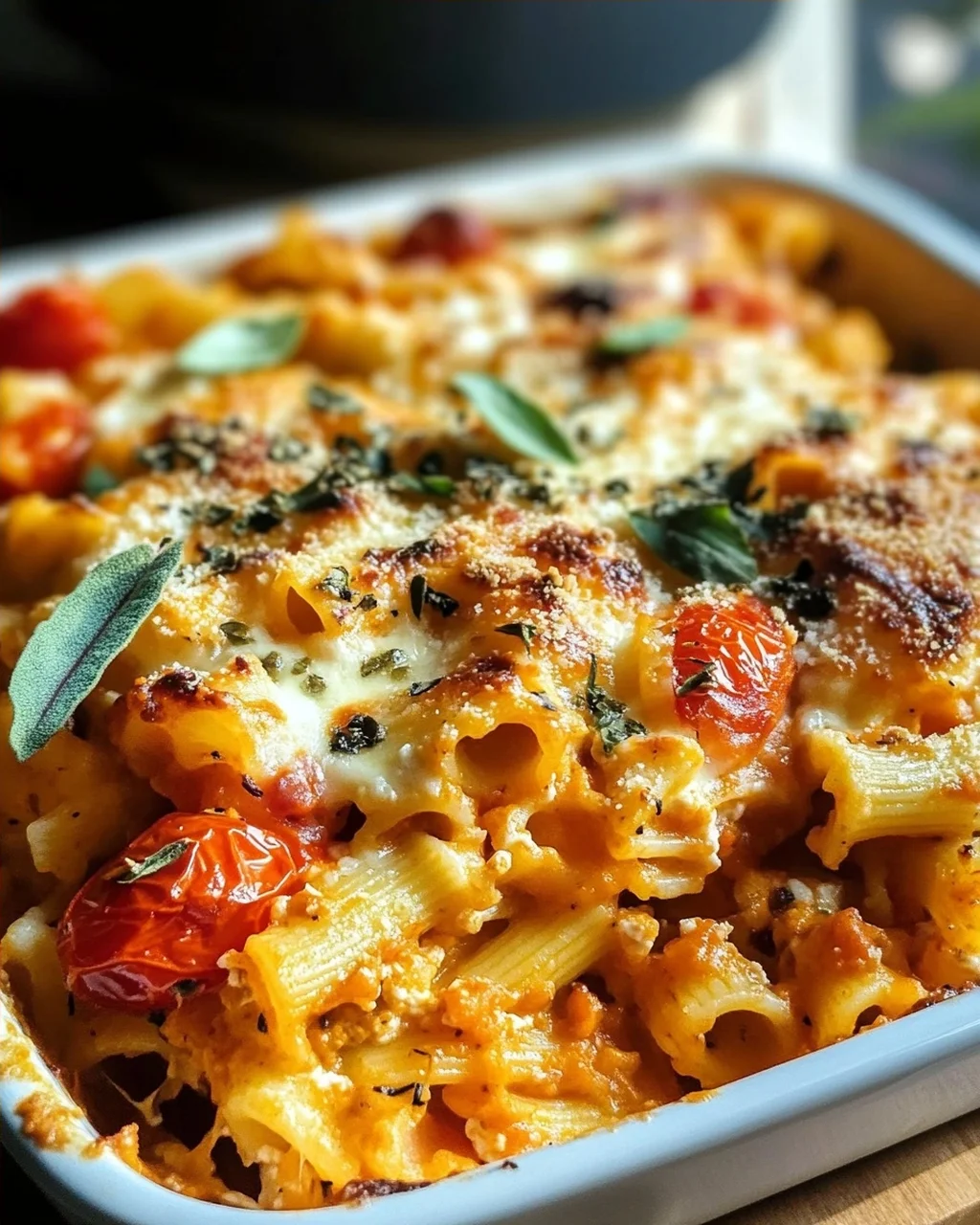 Kürbis-Tomaten-Nudelauflauf: Herbstgenuss mit Ricotta!