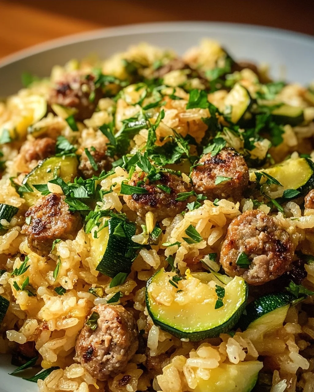 Mediterraner Wurst Reis: Lecker mit Zucchini & Kräutern!