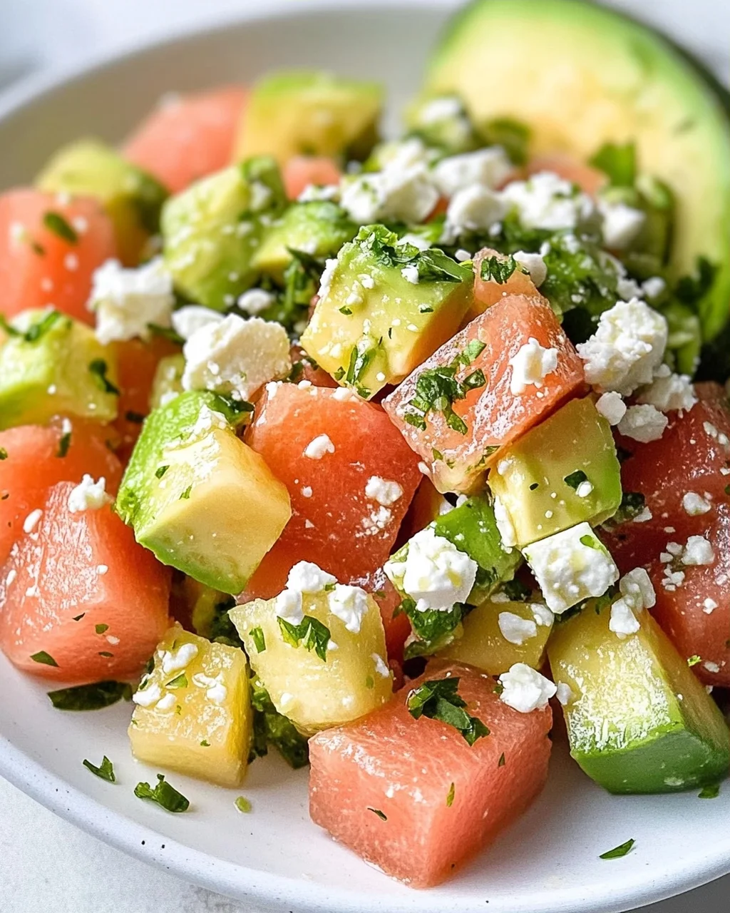 Melonen Feta Salat mit Avocado