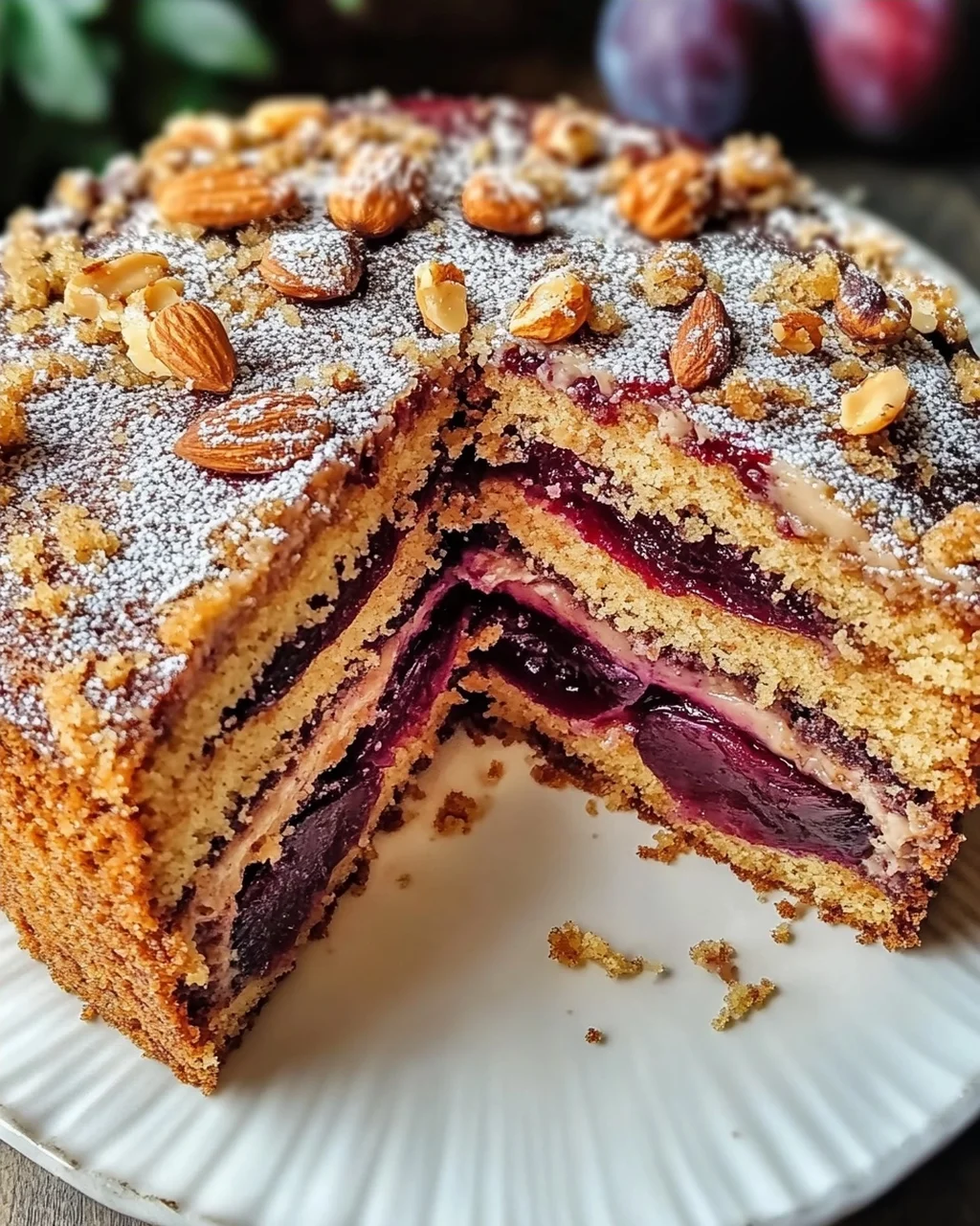Nussiger Zimtkuchen Mit Pflaumenfüllung