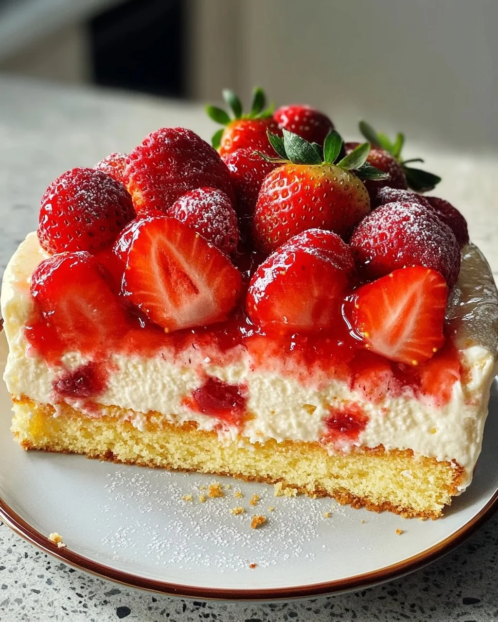 Omas Erdbeerkuchen mit Pudding