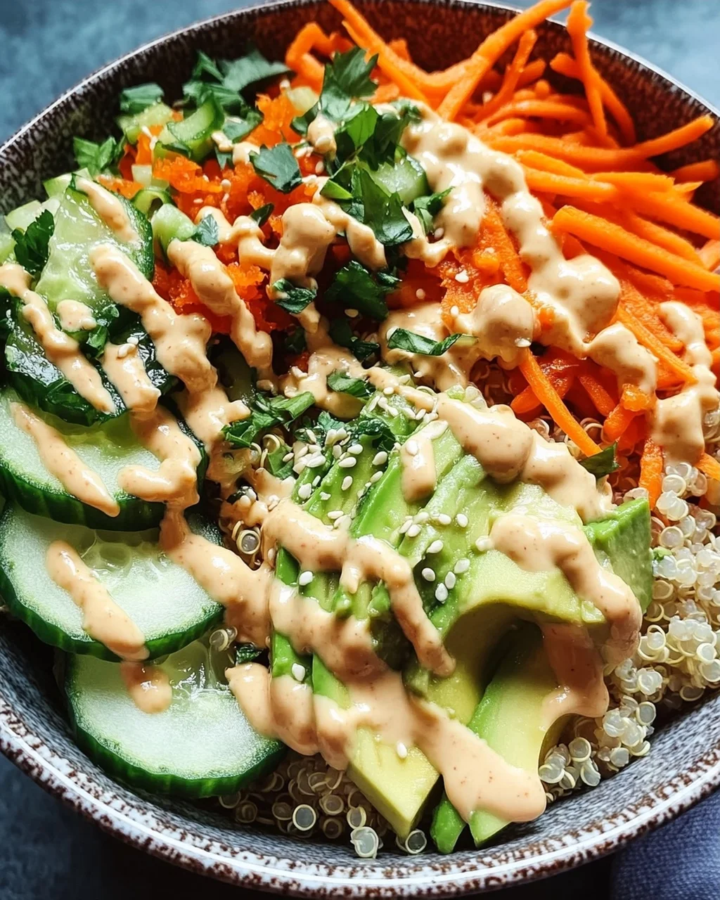 Quinoa-Gemüse-Bowl mit Tahini-Dressing