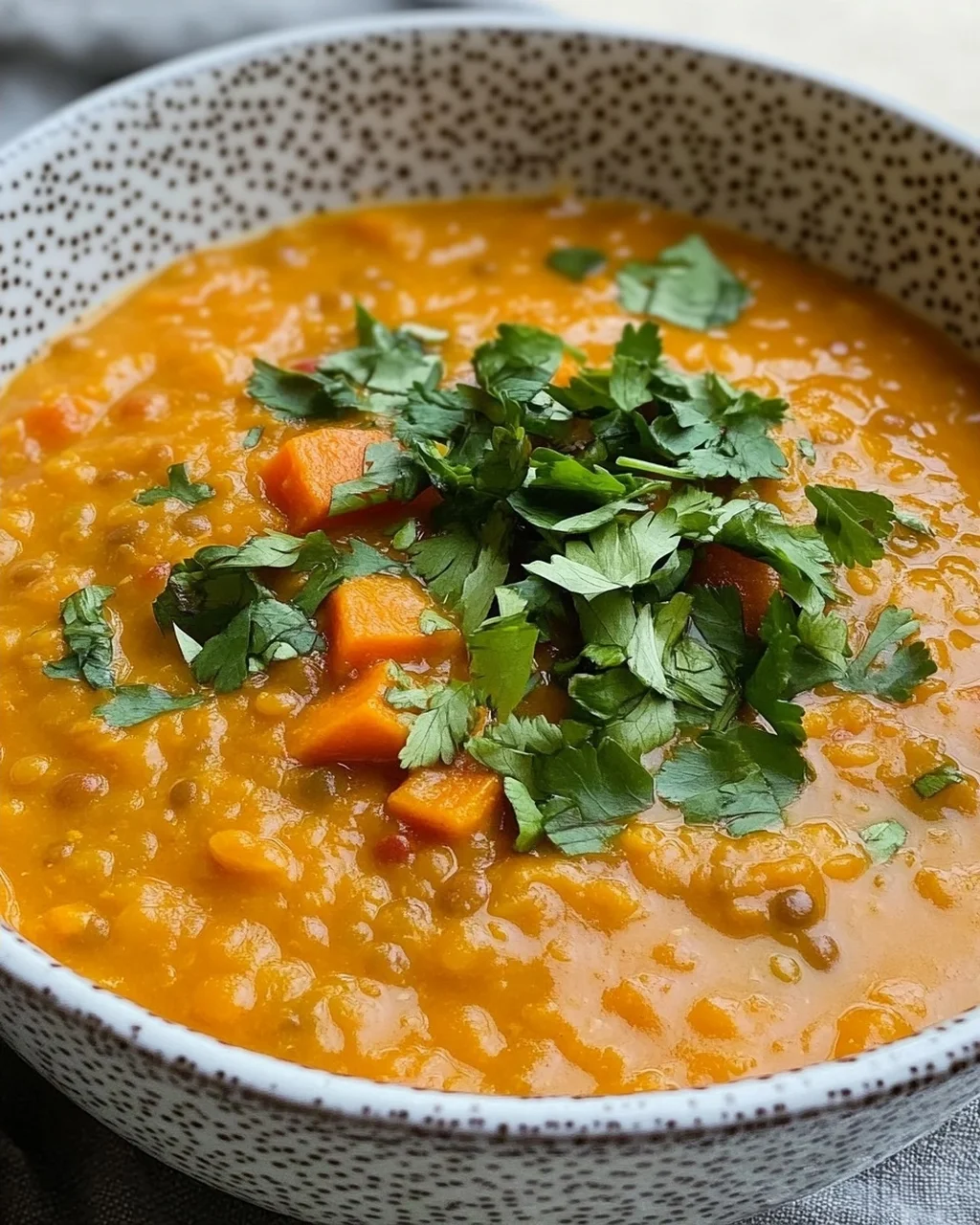 Rote Linsensuppe mit Süßkartoffeln