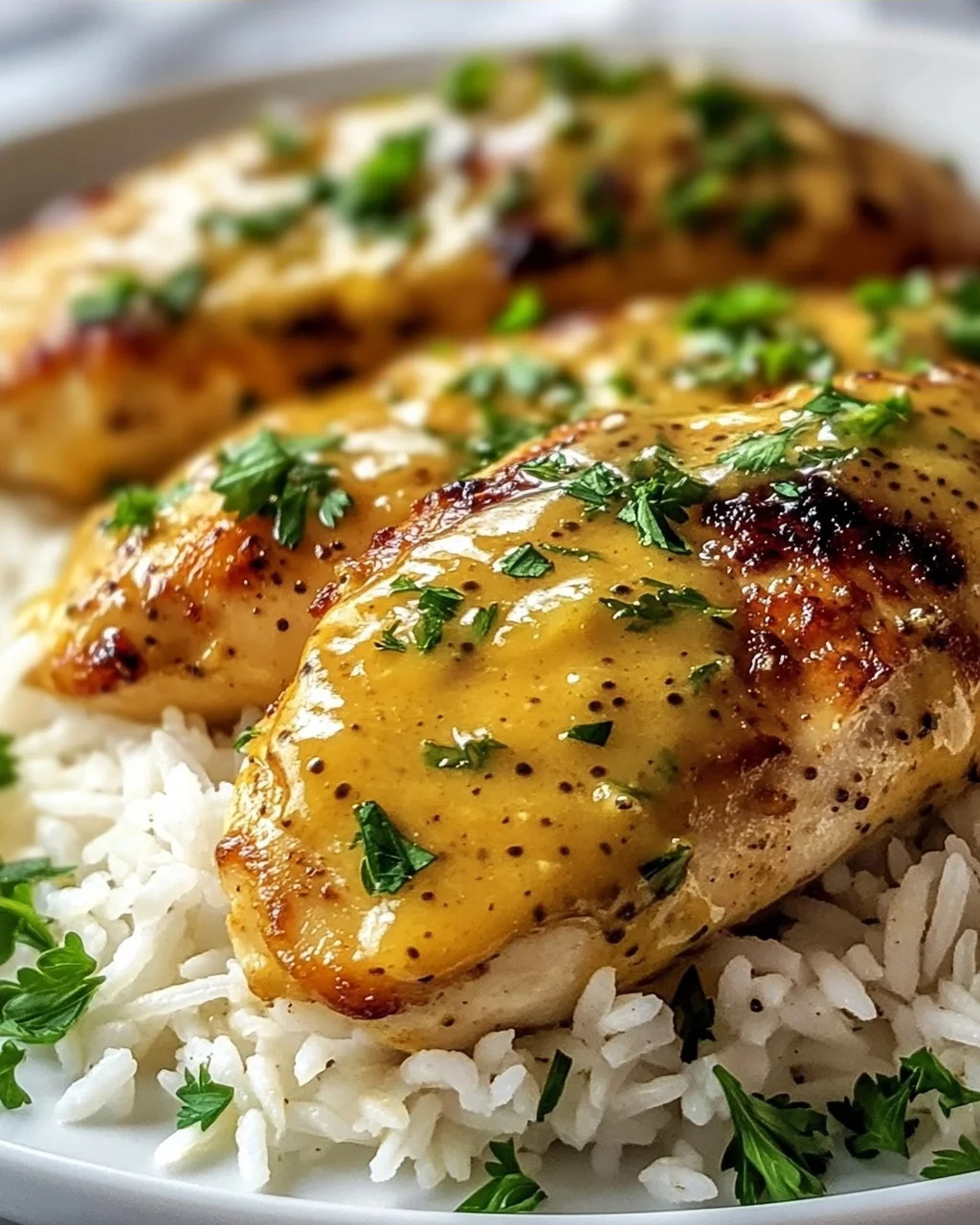 Saftiges Honig-Senf-Hähnchen mit Reis – Schnell & Lecker!