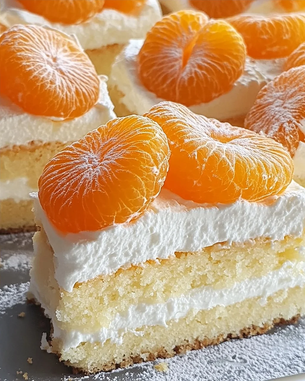 Schneller Schmandkuchen mit Mandarinen vom Blech