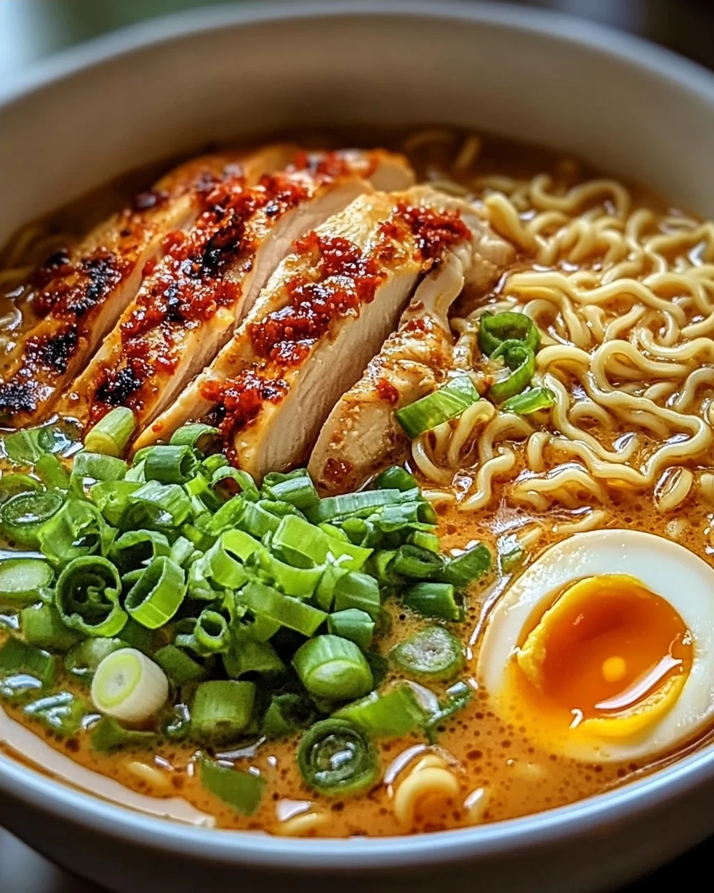 Spicy Chicken Ramen with Creamy Garlic Sauce