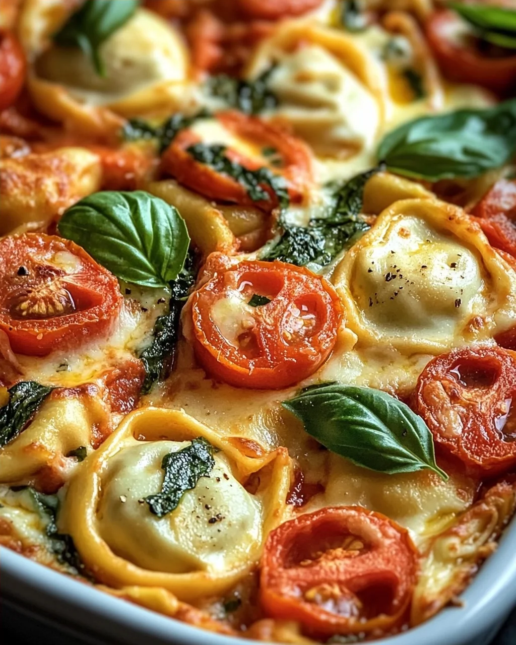 Tortellini-Auflauf mit Tomaten und Mozzarella