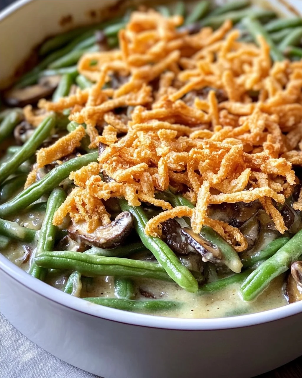 Vegane grüne Bohnenauflauf