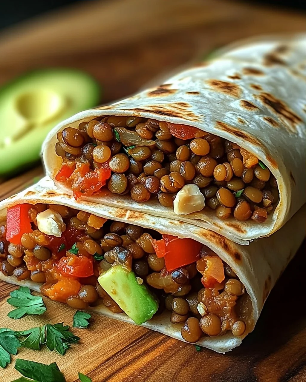 Vegetarische Burritos mit Linsen und Walnüssen