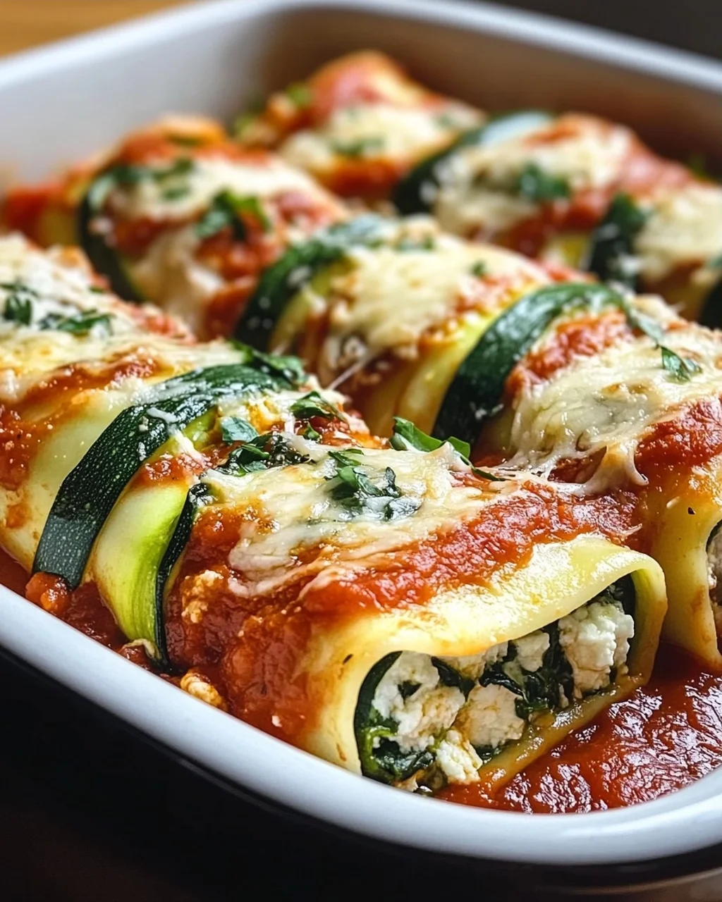Zucchini-Cannelloni mit Ricotta-Spinat-Füllung