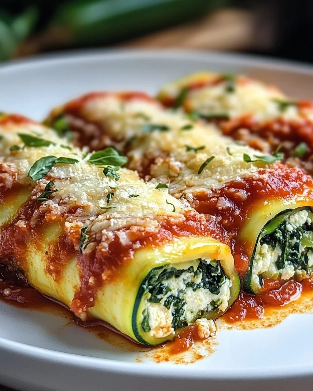 Zucchini-Cannelloni mit Ricotta-Spinat-Füllung